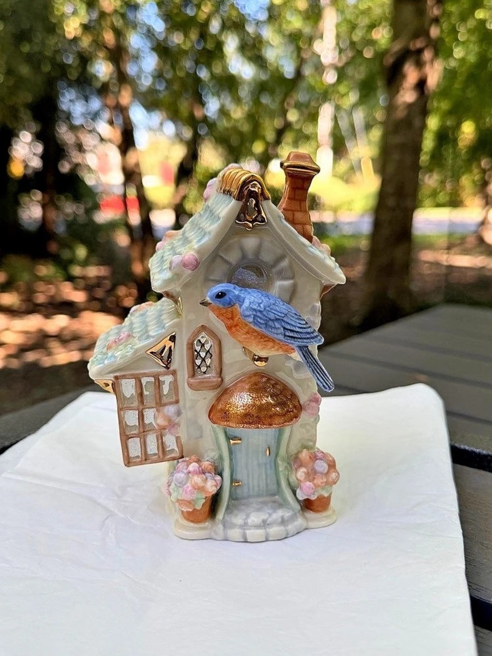 Lenox Bluebird Cottage Musical Birdhouse Whimsical Birdhouse Decor